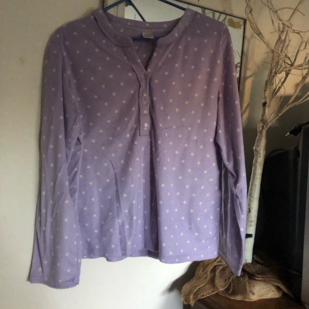 Purple Polka Dot Long Sleeve Top and pajama pants set